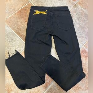 Mother the looker ankle fray jeans with cute cheetah